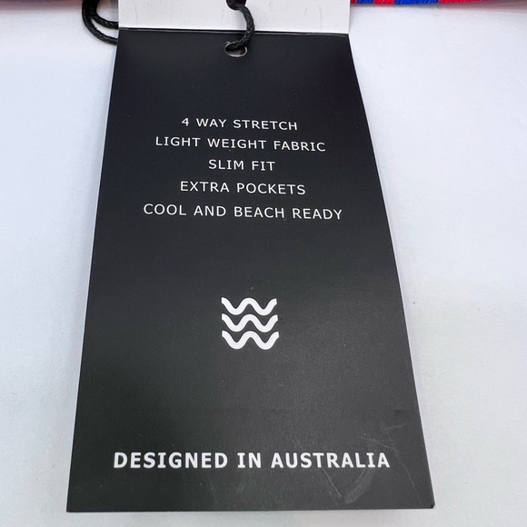 COVE, RED, LARGE BATHING SUIT/TRUNKS WITH BLUE STREAKS ALL OVER - Picture 14 of 16